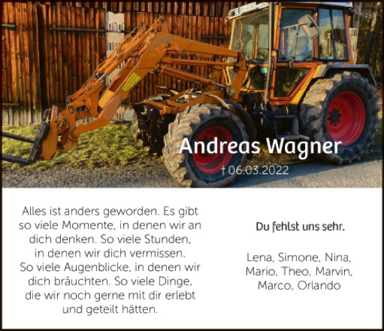 Traueranzeige von Andreas Wagner von Gesamtausgabe