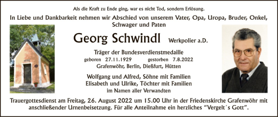 Traueranzeige von Georg Schwindl von Gesamtausgabe