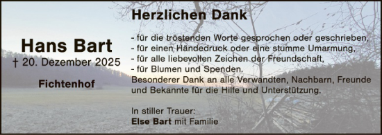 Traueranzeige von Hans Bart von Hauptausgabe Amberg