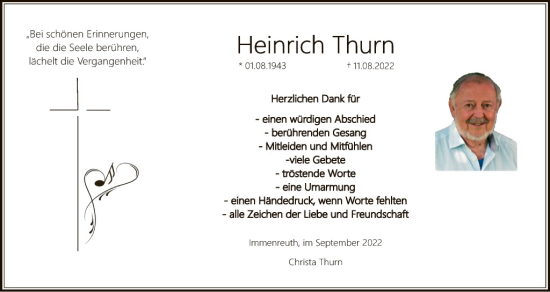 Traueranzeige von Heinrich Thurn von Tirschenreuth + Eschenbach - Kemnath - Erbendorf