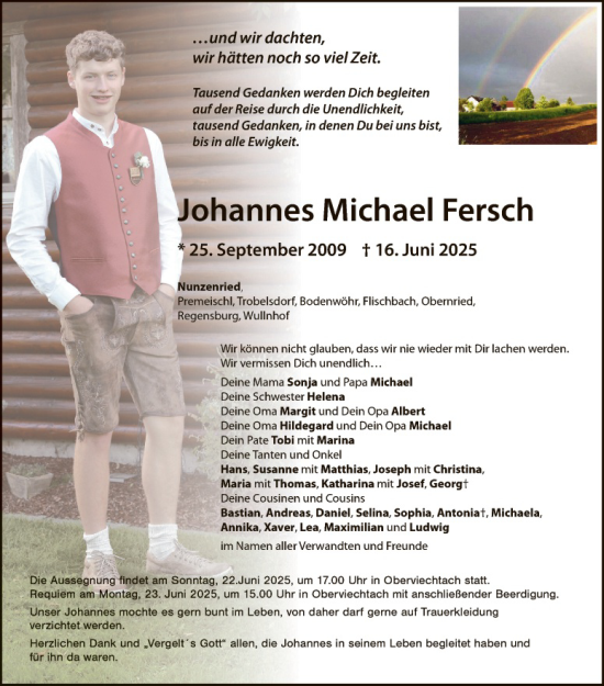 Traueranzeige von Johannes Michael Fersch von Landkreis Schwandorf