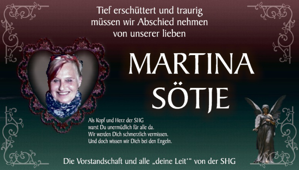  Traueranzeige für Martina Sötje vom 31.12.2025 aus Tirschenreuth + Eschenbach - Kemnath - Erbendorf