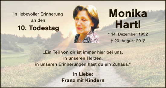 Traueranzeige von Monika Hartl von Gesamtausgabe