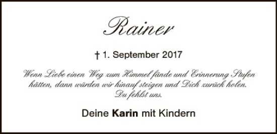 Traueranzeige von Rainer  von Gesamtausgabe