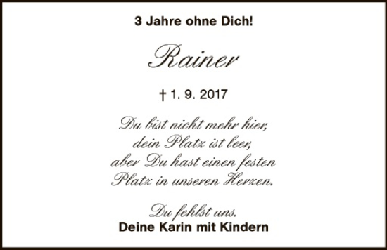 Traueranzeige von Rainer  von Gesamtausgabe