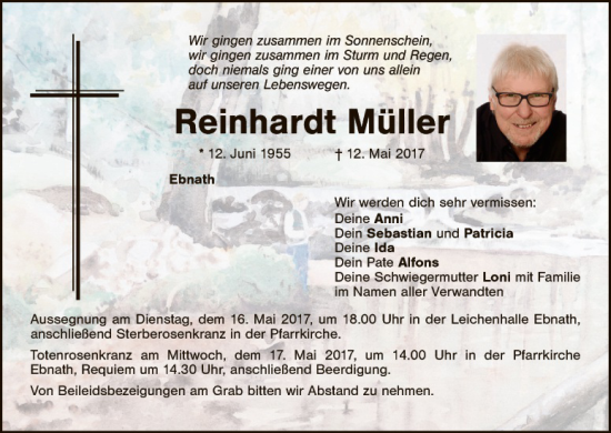 Traueranzeige von Reinhardt Müller von Tirschenreuth + Eschenbach - Kemnath - Erbendorf