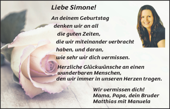 Traueranzeige von Simone  von Gesamtausgabe