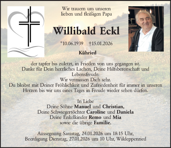 Traueranzeige von Willibald Eckl von Landkreis Schwandorf