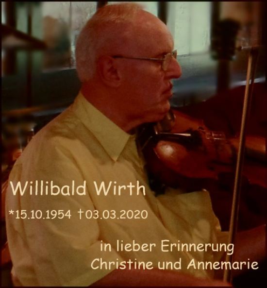 Traueranzeige von Willibald Wirth von Gesamtausgabe