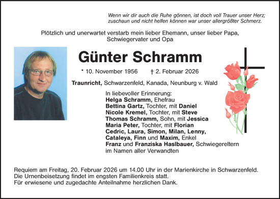 Traueranzeige von Günter Schramm von Landkreis Schwandorf