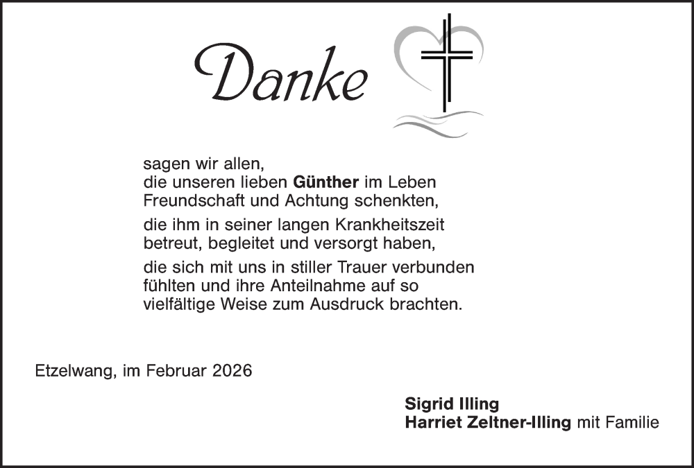  Traueranzeige für Günther  vom 06.02.2026 aus Eschenbach - Kemnath - Erbendorf + Sulzbach - Rosenberger Zeitung