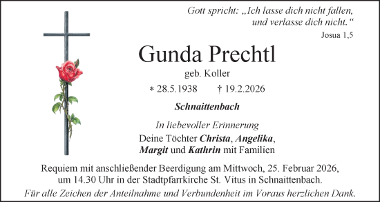 Traueranzeige von Gunda Prechtl von Hauptausgabe Amberg