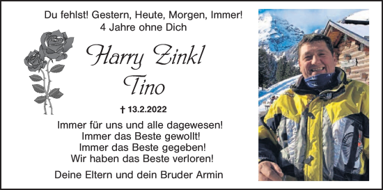 Traueranzeige von Harry Zinkl von Gesamtausgabe