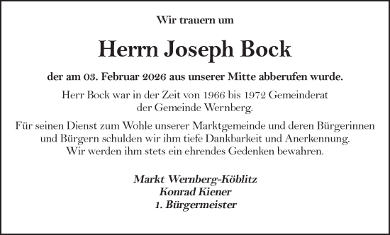 Traueranzeige von Joseph Bock von Landkreis Schwandorf