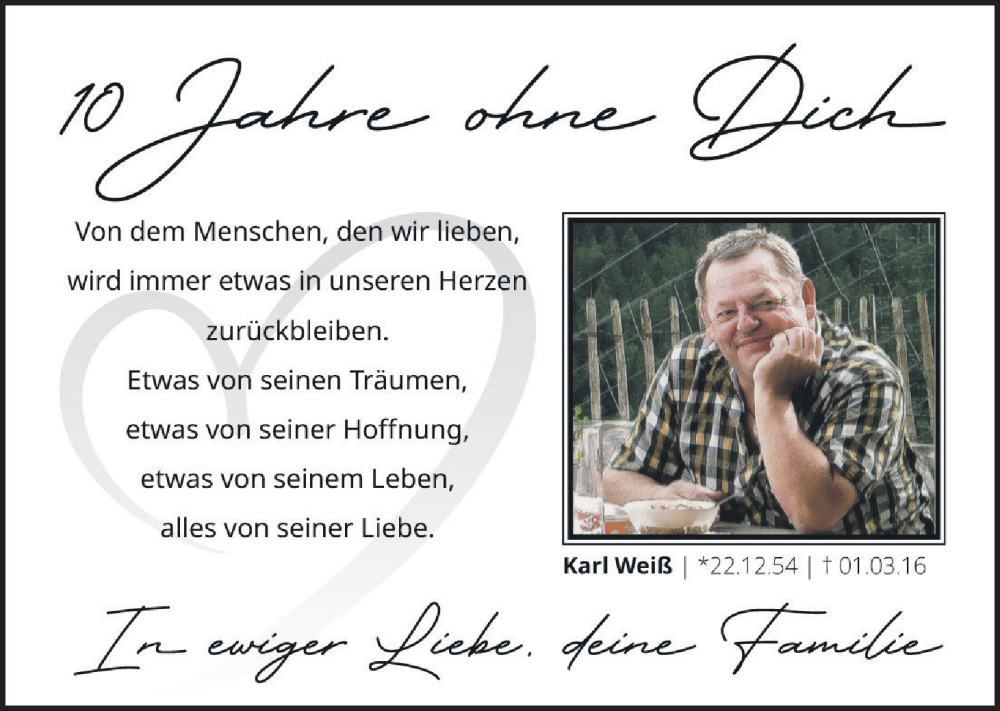 Traueranzeige für Karl Weiß vom 28.02.2026 aus Gesamtausgabe
