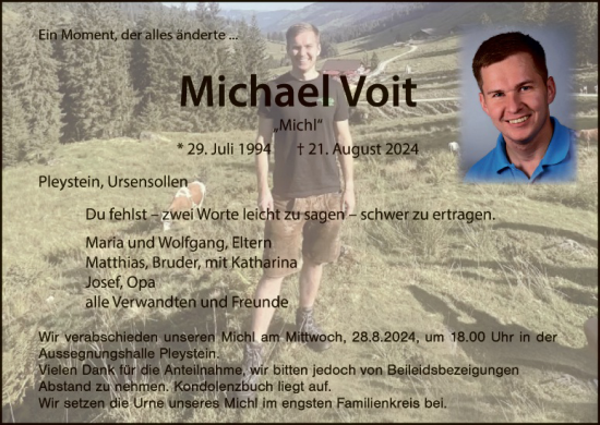 Traueranzeige von Mafia Elter von Hauptausgabe Weiden