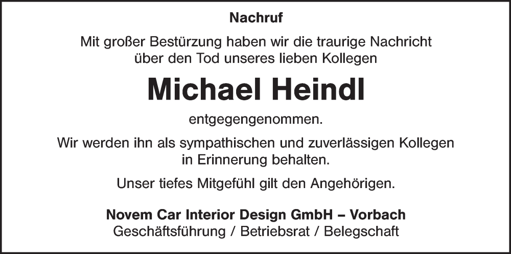  Traueranzeige für Michael Heindl vom 11.02.2026 aus Eschenbach - Kemnath - Erbendorf