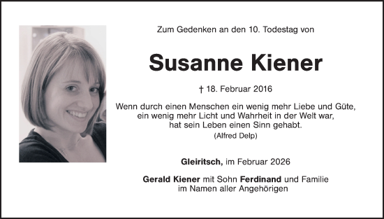 Traueranzeige von Susanne Kiener von Gesamtausgabe